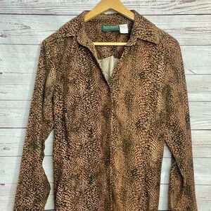 90s Y2K Harvé Benard 100% cotton Vintage‎ Animal Print Button Up Shirt